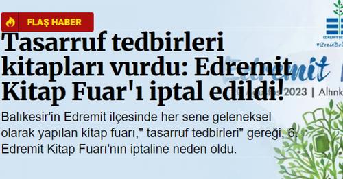 Tasarruf tedbirleri Saray’ı değil kitapları vurdu: Edremit Kitap Fuar iptal edildi