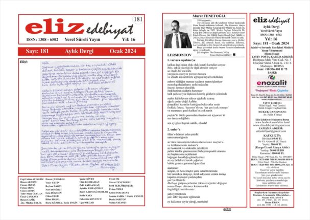 eliz edebiyat DERGİSİ 16. Yaşında!  eliz edebiyat DERGİSİ’nin 181. SAYISI ÇIKTI!