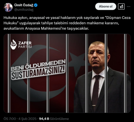 Sümeyra Uçar; Ümit Özdağ’a Düşman Ceza Hukuku Uygulanıyor