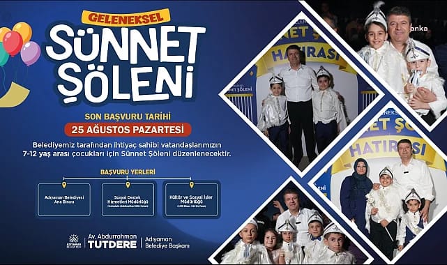 Adıyaman Belediyesi’nde Sünnet Şöleni İçin Başvurular Başladı