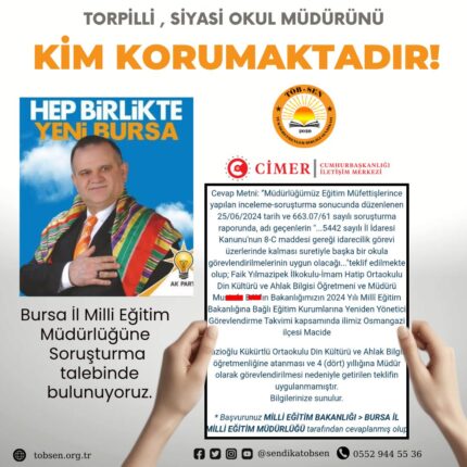 TÖBSEN MERKEZ YÜRÜTME KURULU’NDAN TEPKİ: “SÜRÜLMEYEN MÜDÜR, ÖDÜLLENDİRİLİYOR!”