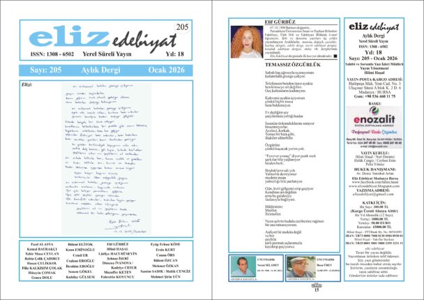 eliz edebiyat DERGİSİ’nin 205. SAYISI ÇIKTI!