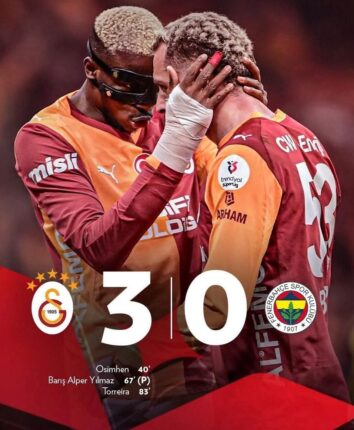 Derbide Kazanan Galatasaray! Fenerbahçe’yi 3-0 Mağlup Etti