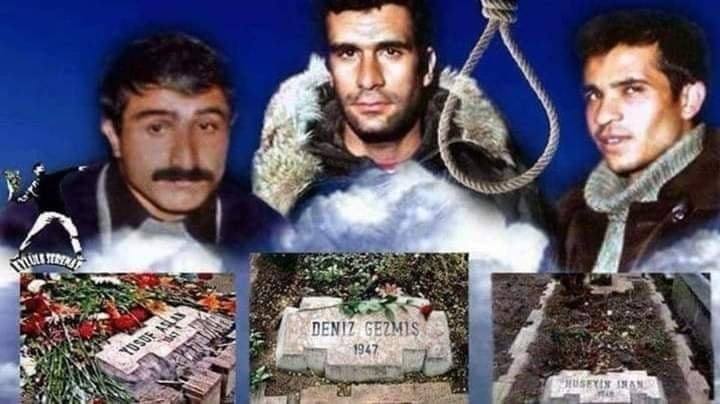 DEMOKRASİ ŞEHİTLERİMİZ DEVRİMCİ DENİZ GEZMİŞ, HÜSEYİN İNAN, YUSUF ASLAN ÖLÜMSÜZDÜR.