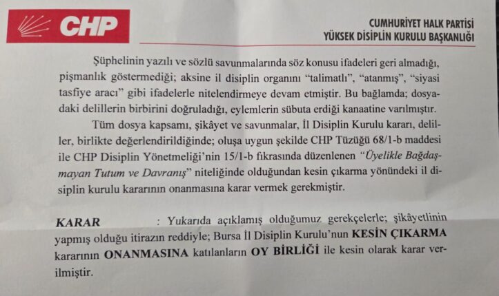 CHP’den “Kesin İhraç”: Erdoğan Kaçar’dan Tepki: “Gerçeği Çürütemediler, Çareyi Susurtmakta Buldular”