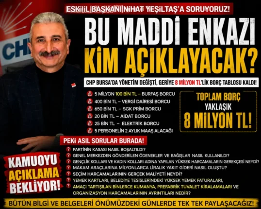 CHP Bursa’da Mali Tablo Tartışması Büyüyor: Devir Teslim, Borç ve Harcama Kalemleri Gündemde