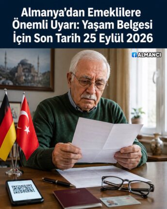 Almanya’dan Emekli Maaşı Alanlar İçin Yaşam Belgesi Uyarısı: Son Tarih 25 Eylül 2026